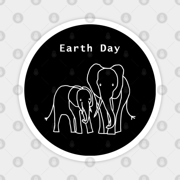 White Line Earth Day Elephants Magnet by ellenhenryart